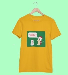 Prankster Santa: Funny Printed T-shirt (Yellow) Perfect Gift For Secret Santa