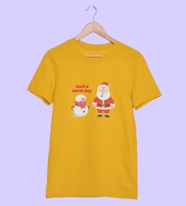 Sneezy Santa: Funny & Cute Printed T-shirt (Yellow) Perfect Gift For Secret Santa