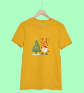 Santa's Secret Santa: Elegantly Printed T-shirt (Yellow) Perfect Gift For Secret Santa
