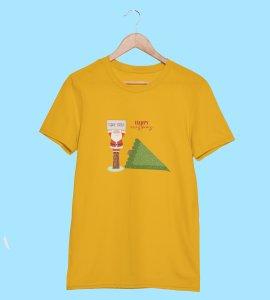 Eco-Friendly Santa: Beautifully Printed T-shirt (Yellow) Exclusive Gift For Boys Girls