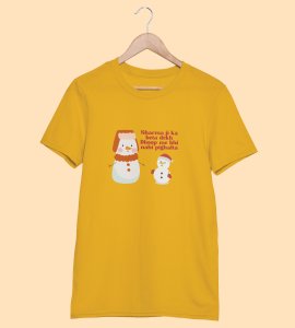 Snowman Sharmaji : Beautifully Crafted T-shirt (Yellow) Perfect Gift For Secret Santa