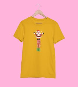 Santa On His Gifts : Best Santaclaus Printed T-shirt (Yellow) Best Gift For Secret Santa
