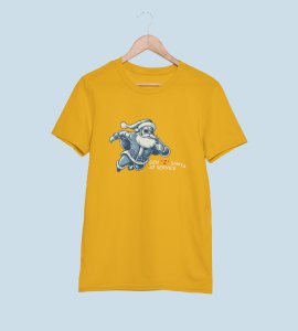 Gen-z Santa At Service : Printed T-shirt (Yellow) Best Gift For Boys Girls