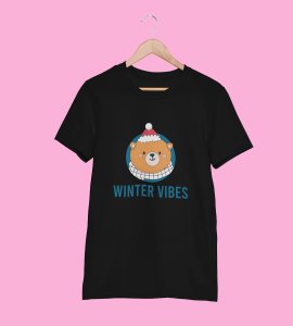 Winter Vibes: Welcome Christmas With(Black) T-shirt Perfect Gift For Kids Boys Girls