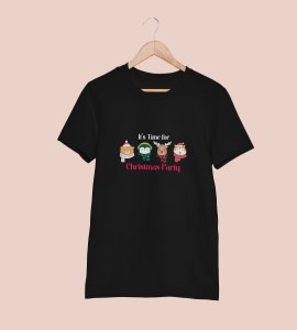Christmas Party: Motivational Printed T-shirt (Black) Unique Gift For Secret Santa