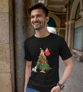 Santa's On Tree: Best Printed T-shirt (Black) Best Gift For Secret Santa