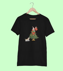 Santa's On Tree: Best Printed T-shirt (Black) Best Gift For Secret Santa