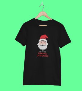 Graphic Lover Santa: Good Vibes Printed T-shirt (Black) Unique Gift For New Year Boys Girls