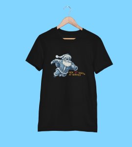 Gen-z Santa At Service : Printed T-shirt (Black) Best Gift For Boys Girls