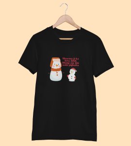 Snowman Sharmaji : Beautifully Crafted T-shirt (Black) Perfect Gift For Secret Santa