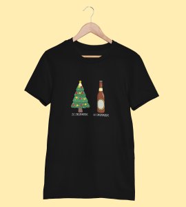 Christmas Cheer Later Chilled Beer: Humorously Printed T-shirt (Black) Perfect Gift For Secret Santa