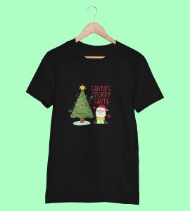 Santa's Secret Santa: Elegantly Printed T-shirt (Black) Perfect Gift For Secret Santa