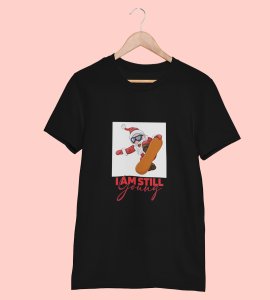 Goofy & Young Santa:Best Printed T-shirt (Black) Perfect Gift For Boys Girls