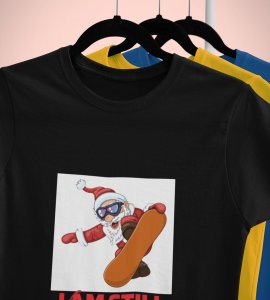 Goofy & Young Santa:Best Printed T-shirt (Black) Perfect Gift For Boys Girls