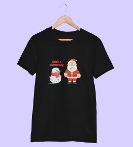 Sneezy Santa: Funny & Cute Printed T-shirt (Black) Perfect Gift For Secret Santa
