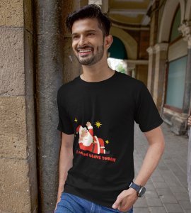 Vacational Santa: Humorously Printed T-shirt (Black) Best Gift For Secret Santa