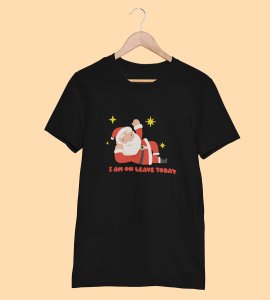 Vacational Santa: Humorously Printed T-shirt (Black) Best Gift For Secret Santa