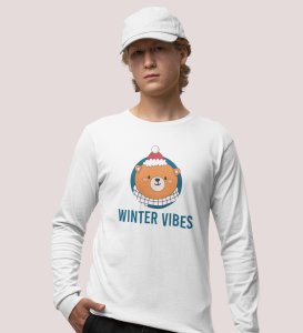 Winter Vibes Bear Tribe: Unique Winter DesignerFull Sleeve T-shirt White Unique Gift For Boys Girls