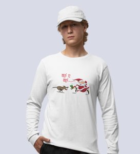 Poor Santa: Cute DesignerFull Sleeve T-shirte White Best Gift For Boys Girls