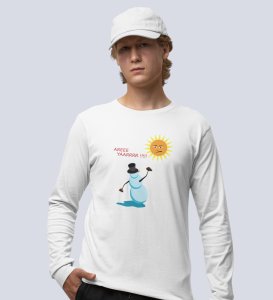 Angry Snowman: Unique DesignerFull Sleeve T-shirt White Perfect Gift For Christmas Boys Girls