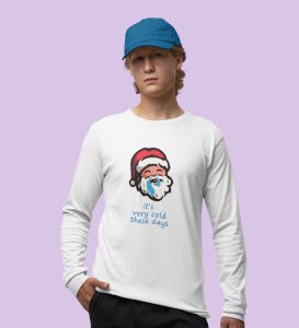Sneezy Santa: Funny & Cute DesignerFull Sleeve T-shirt White Perfect Gift For Secret Santa