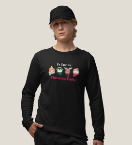 Animal Christmas Party: Unique DesignerFull Sleeve T-shirt Black Best Gift For Boys Girls