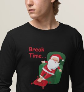 Santa On Break: Funny DesignedFull Sleeve T-shirt Black Best Gift For Secret Santa