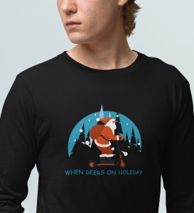 Biker Santa: Best DesignerFull Sleeve T-shirt For Christmas Black Unique Gift For Boys Girls