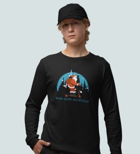 Biker Santa: Best DesignerFull Sleeve T-shirt For Christmas Black Unique Gift For Boys Girls