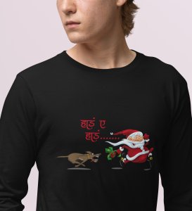 Poor Santa: Cute DesignerFull Sleeve T-shirte Black Best Gift For Boys Girls