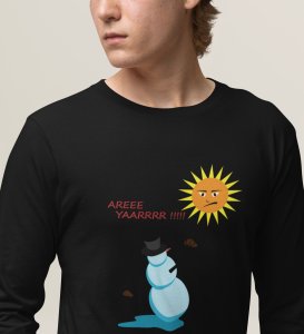 Angry Snowman: Unique DesignerFull Sleeve T-shirt Black Perfect Gift For Christmas Boys Girls