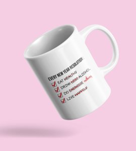 New Year Resolution, Men's Printed Sublimated Coffee Mugs