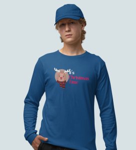 Christmas Arrival: Welcome Christmas WithBlueFull Sleeve T-shirt Perfect Gift For Kids Boys Girls