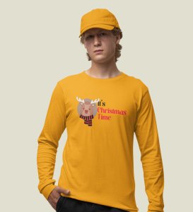 Christmas Arrival: Welcome Christmas With YellowFull Sleeve T-shirt Perfect Gift For Kids Boys Girls