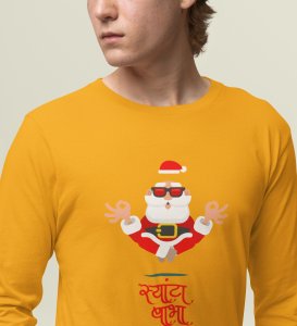 Om Santa Baba: Cute DesignerFull Sleeve T-shirt Yellow Perfect Gifts For Boys girls