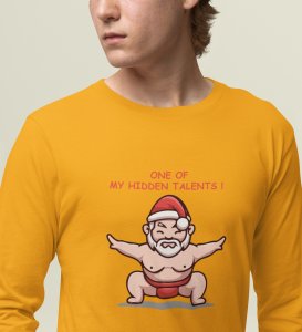 Sumo Santa: Unique DesignedFull Sleeve T-shirt Yellow Perfect Gift For Boys Girls