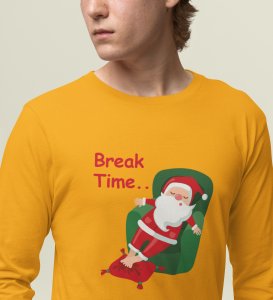 Santa On Break: Funny DesignedFull Sleeve T-shirt Yellow Best Gift For Secret Santa