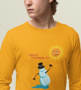 Angry Snowman: Unique DesignerFull Sleeve T-shirt Yellow Perfect Gift For Christmas Boys Girls