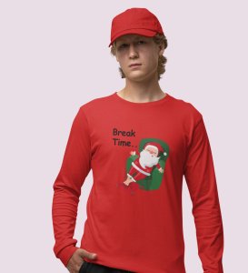 Biker Santa: Best DesignerFull Sleeve T-shirt For Christmas Red Unique Gift For Boys Girls