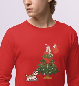 Poor Santa: Cute DesignerFull Sleeve T-shirte Red Best Gift For Boys Girls