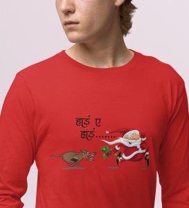 Angry Snowman: Unique DesignerFull Sleeve T-shirt Red Perfect Gift For Christmas Boys Girls