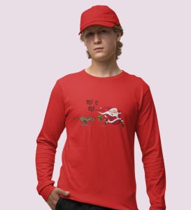 Angry Snowman: Unique DesignerFull Sleeve T-shirt Red Perfect Gift For Christmas Boys Girls