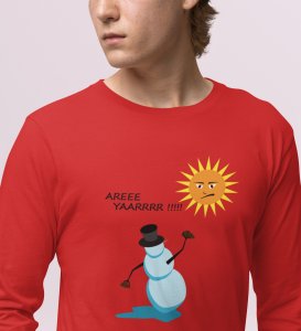 Santa's Coming: Best DesignerFull Sleeve T-shirt Red Best Gift For Secret Santa