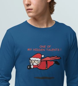 Super Santa: Unique DesignerFull Sleeve T-shirt Blue Best Gift For Boys Girls