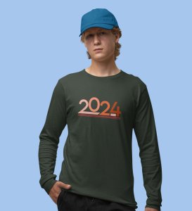 Welcome 2024: New Year DesignedFull Sleeve T-shirt Green Best Gift For Secret Santa
