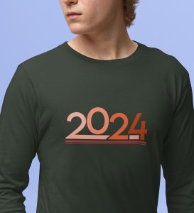 Welcome 2024: New Year DesignedFull Sleeve T-shirt Green Best Gift For Secret Santa