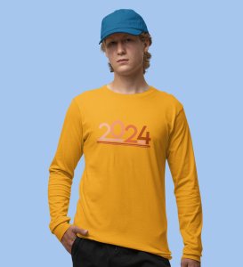 Welcome 2024: New Year DesignedFull Sleeve T-shirt Yellow Best Gift For Secret Santa