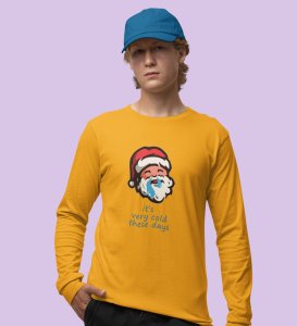 Sneezy Santa: Funny & Cute DesignerFull Sleeve T-shirt Yellow Perfect Gift For Secret Santa