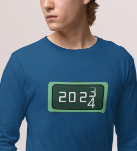 Year Changing Clock: Beautifully DesignedFull Sleeve T-shirt Blue Best Gift For Secret Santa