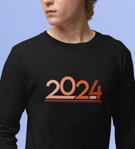 Welcome 2024: New Year DesignedFull Sleeve T-shirt Black Best Gift For Secret Santa